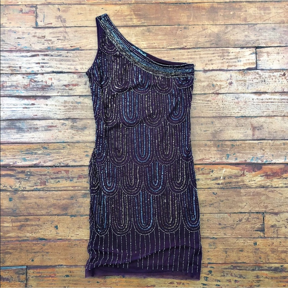 Pisarro Nights Dress Size 6 purple plum beaded fab